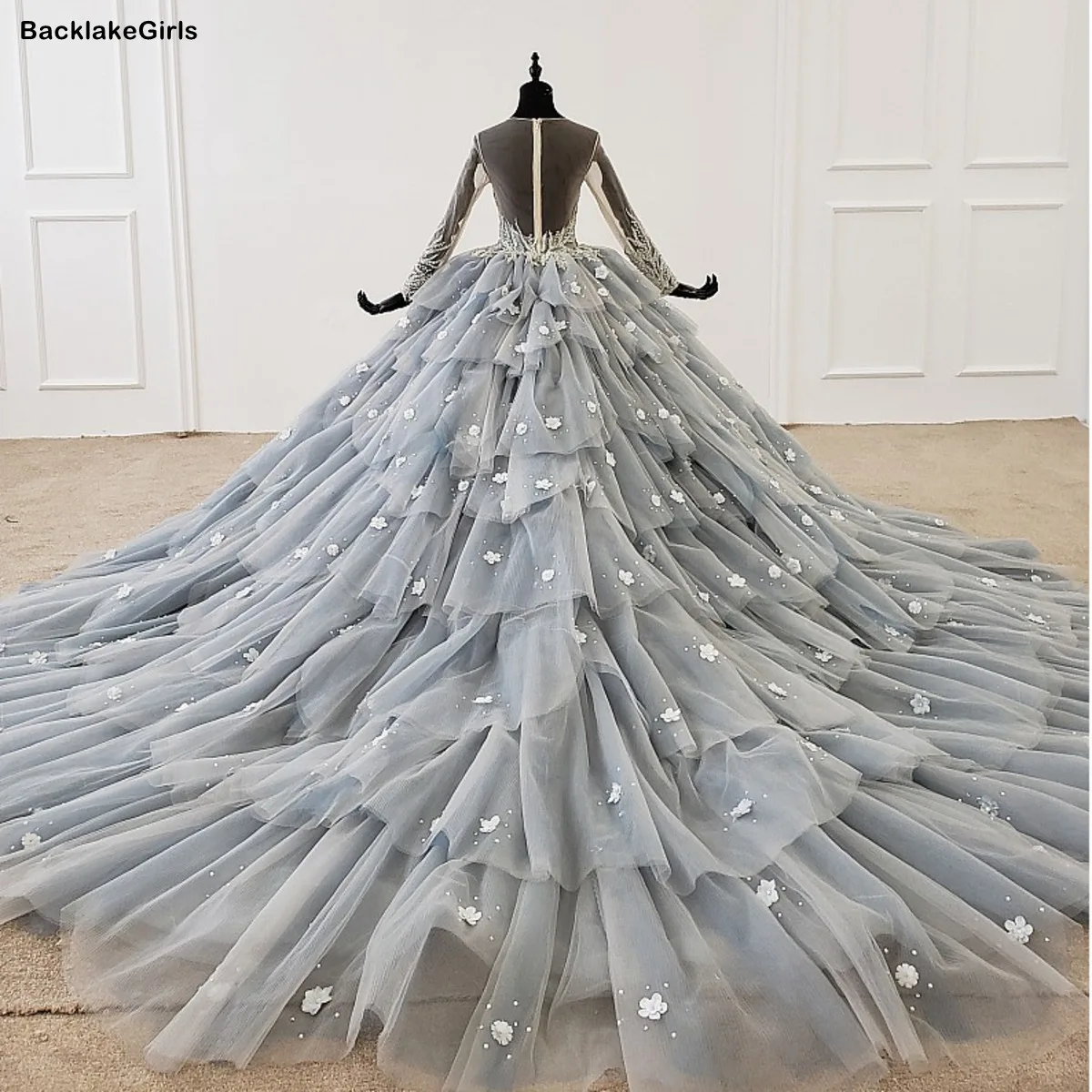Elegant Long Sleeve Evening Dress Illusion O Neck Applique Crystal Lace Party Robe Longue Femme Soirée | Свадьбы и торжества