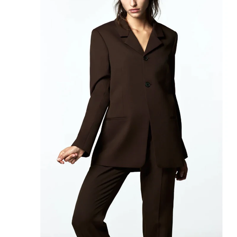

Spring and autumn women's casual solid color single-breasted pocket decorative jacket