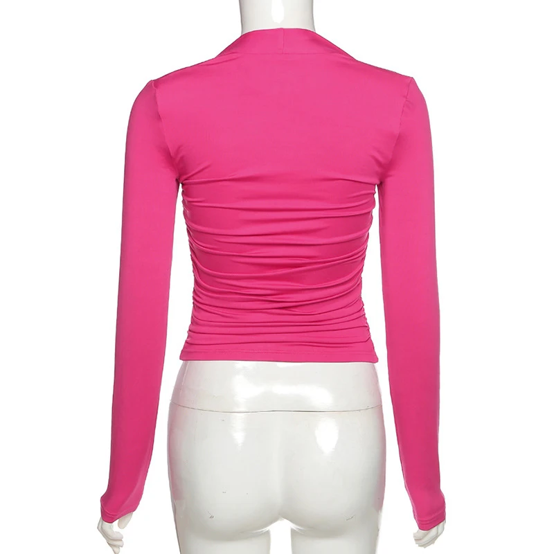 

E-Girl Vintage Patchwork Square Collar Slim T-Shirts Y2K Fashion Pancelled Long Sleeve Sexy Party Tops 90s Club Outfits