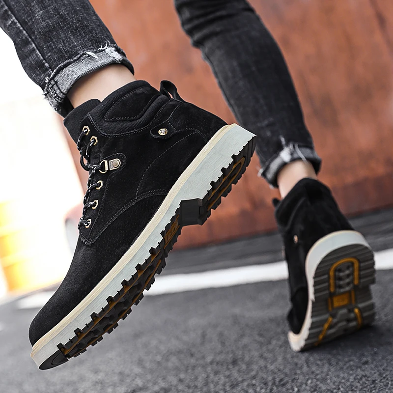 

desert indestructible man mens lether sneakers leather winter home work mens sport shoe boot mens bota zapatillas Male de sole