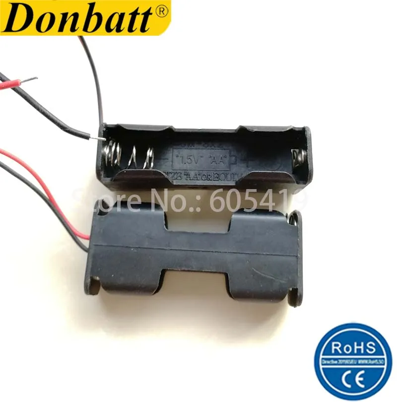 Back to 2 AA battery Case size batteries Holder Box (BB2AA) with 15cm leads 10pcs/lot | Электроника
