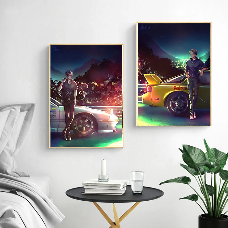 Initial D Poster Anime Drift Car AE86 TAKUMI Painting Wall Art Home Decoration Kawaii Room Decor Quality Canvas Posters | Дом и сад