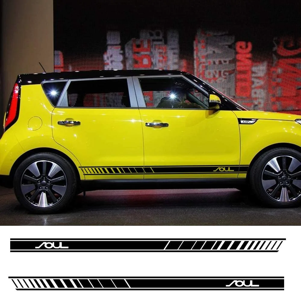 

For x2 Car Styling Racing Stripes Stickers Car Door Side Skirt Decor Captivating Stylish Vinyl Decal for Kia Soul
