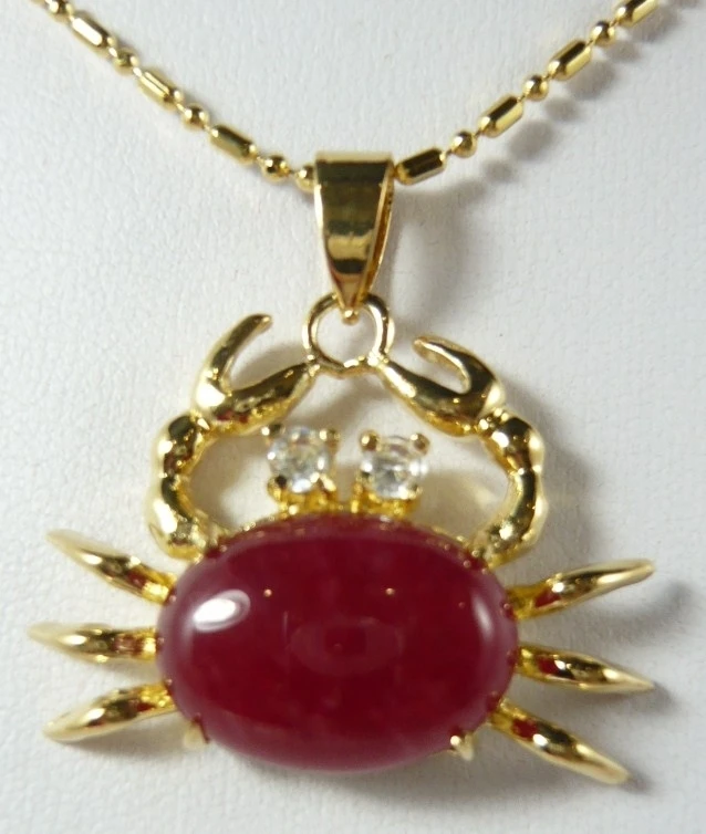 

13*18mm red Jade crab pendant
