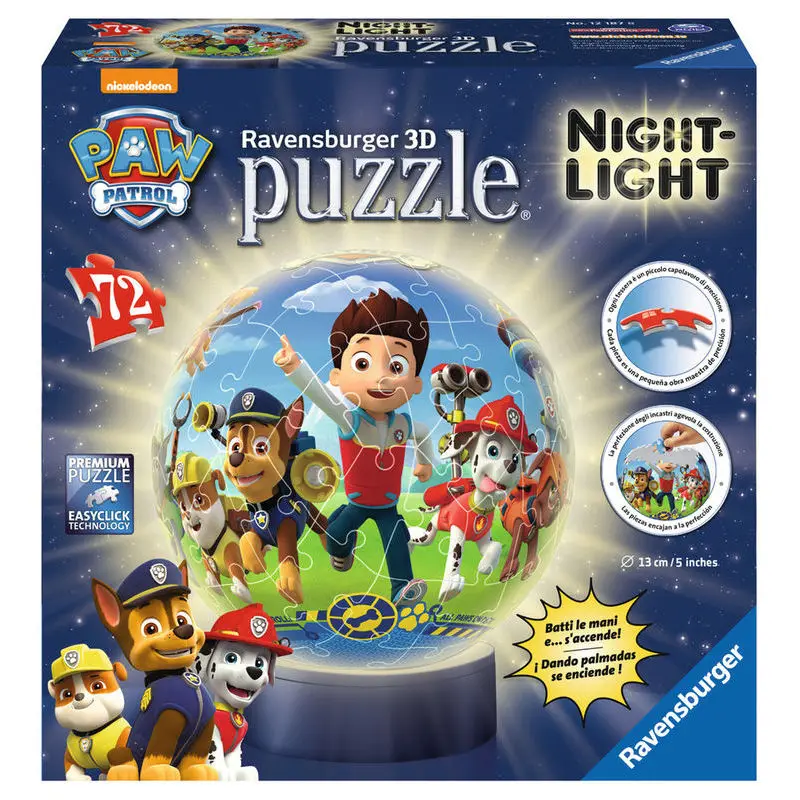 Лампа 3D пазл Ravensburger Puzzleball 72 шт Щенячий патруль (8/4)|Персонажи мультфильмов и кино| |