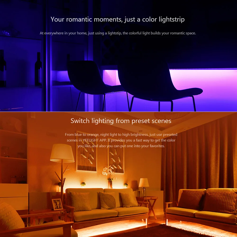 Фото Yee светильник умный RGB Светодиодная лента 2 м окружающий WiFi приложение для Yee светильник умный RGB Светодиодная лента 2 м окружающий WiFi приложение для