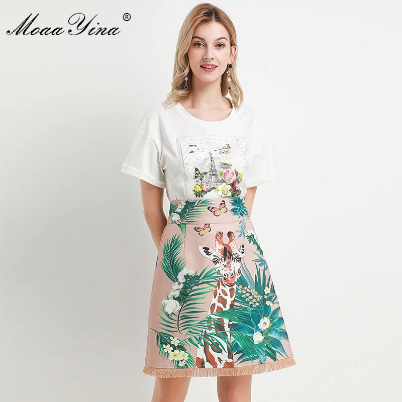 Модный дизайнерский комплект moaayina весна-лето женская футболка с коротким