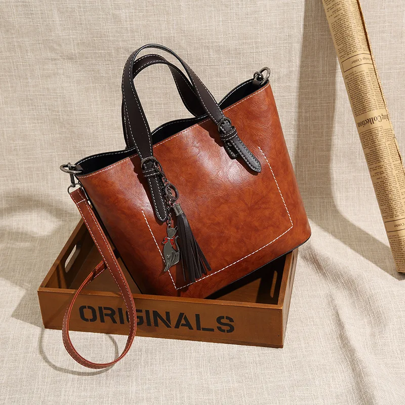 

Bags for Women 2020 New PU Leather Solid Color Soft Leather Handbag Mom Ladies Shoulder Messenger Bag Retro Women Bag