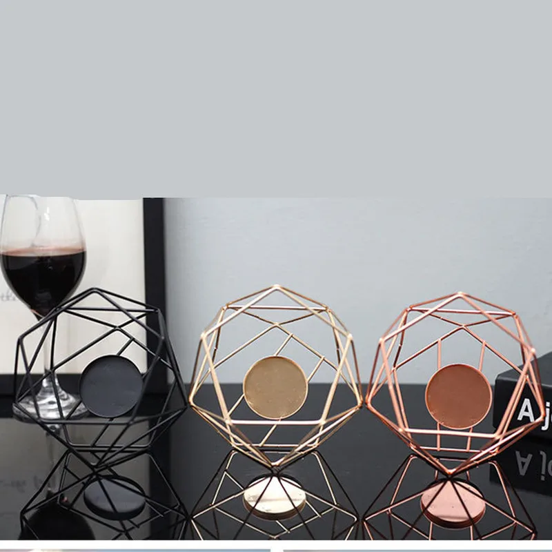 Nordic Стиль геометрический Железный Подсвечник подсвечники домашний настенный