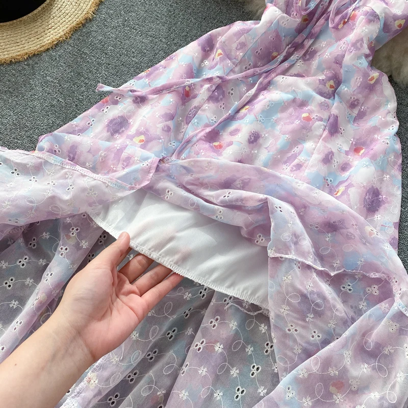 Женское платье с цветочным принтом SINGRAIN длинное средней длины квадратным