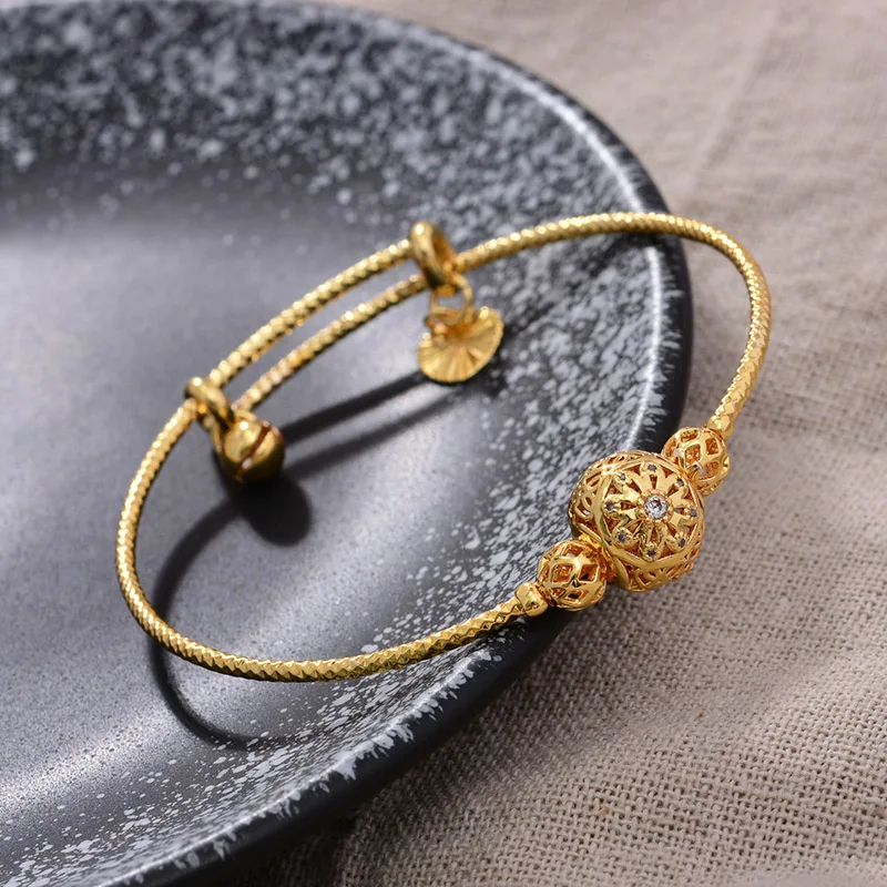 4 шт 24K африканские арабские бусы золотые цвета детские браслеты ювелирные