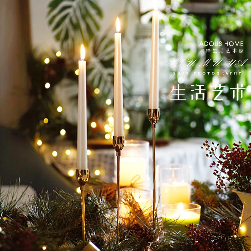 Скандинавский Романтический Золотой подсвечник для ужина при свечах домашний