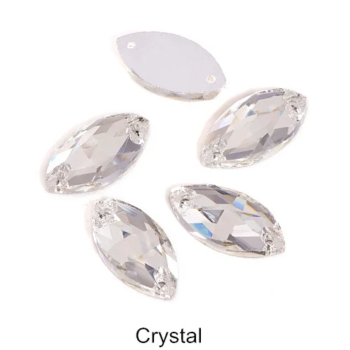 Crystal 5 размеров красочные Наветт стеклянные стразы шьют на Стразы желтый плоский с оборота конский глаз формы пришивные стразы для одежды B0161 - Цвет: Crystal
