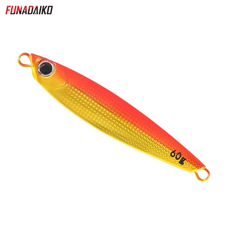 FUNADAIKO бросок с берега медленно, дергающаяся приманка, seafishing литье джиг искусственный блестящие люминисцентные приманки, а так же 30 г, 40 г, 60 г boatfishing джиг-приманки - Цвет: Orange