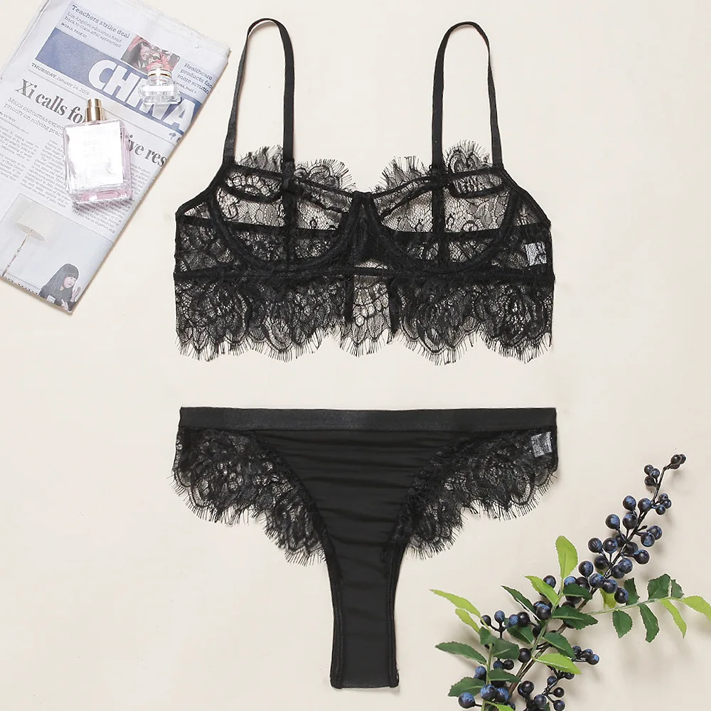 

Lace Women's Underwear Exotic Babydoll Costumes Sexy Lingerie Bras For Women Backless See Through Bra Set Thongs Erotic Lingerie