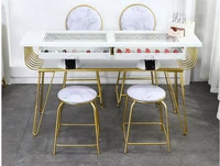 new nordic nail table single double net red double glass economical marble nail table and chair set