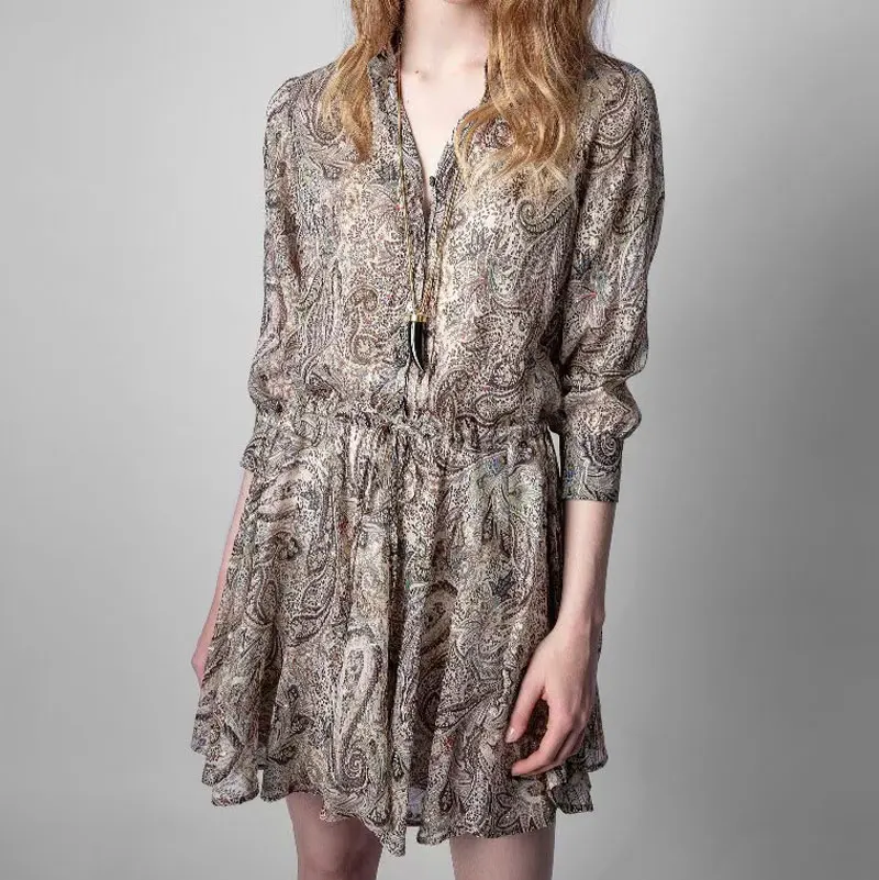 

Женское винтажное мини-платье с принтом, осень 2021