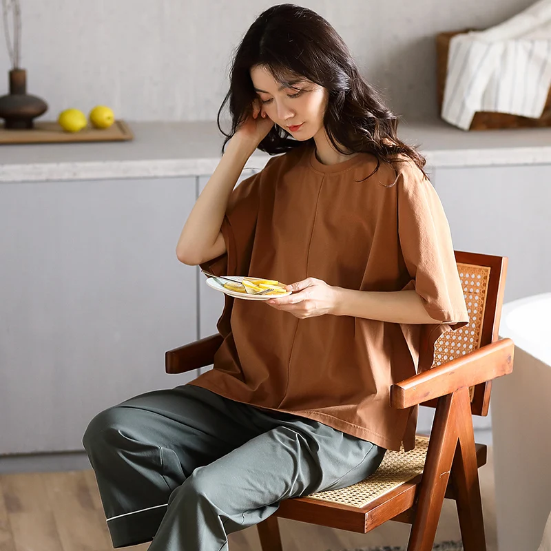 Асимметричный женский пижамный комплект с уникальным дизайном Хлопковая пижама