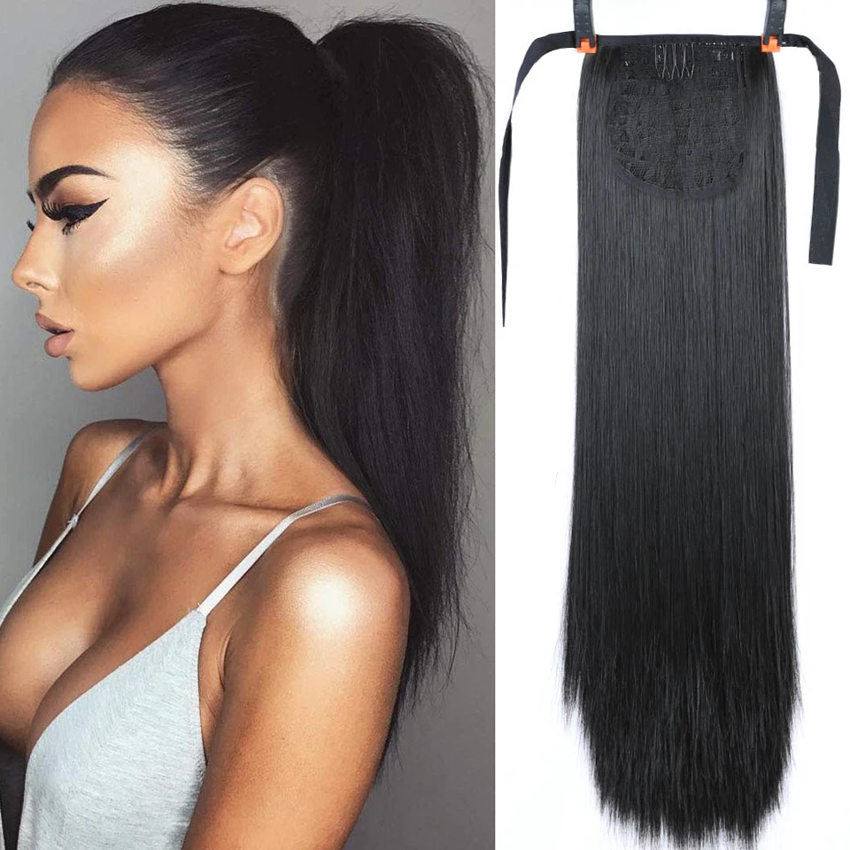 32 &quotДлинные прямые Конские хвосты клип в конский хвост Синтетический