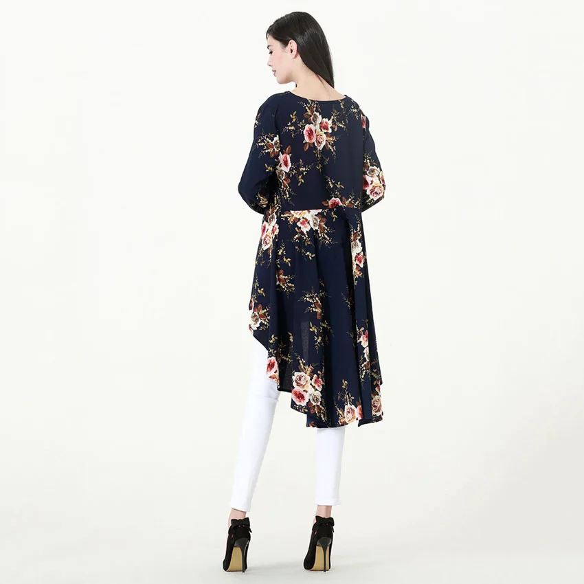 Irregular Style Muslim Tops Women Floral Islamic Dress Abaya Polyester Worship Service Ramadan Eid Mubarak Clothing Costumes