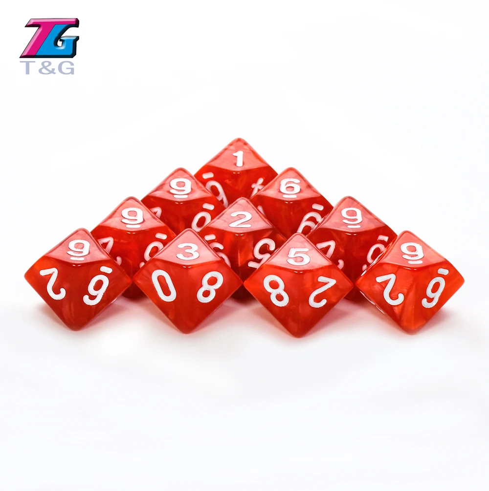T & G 10 шт./компл. многогранные D10 Боковые кости DND игры для мраморного эффекта
