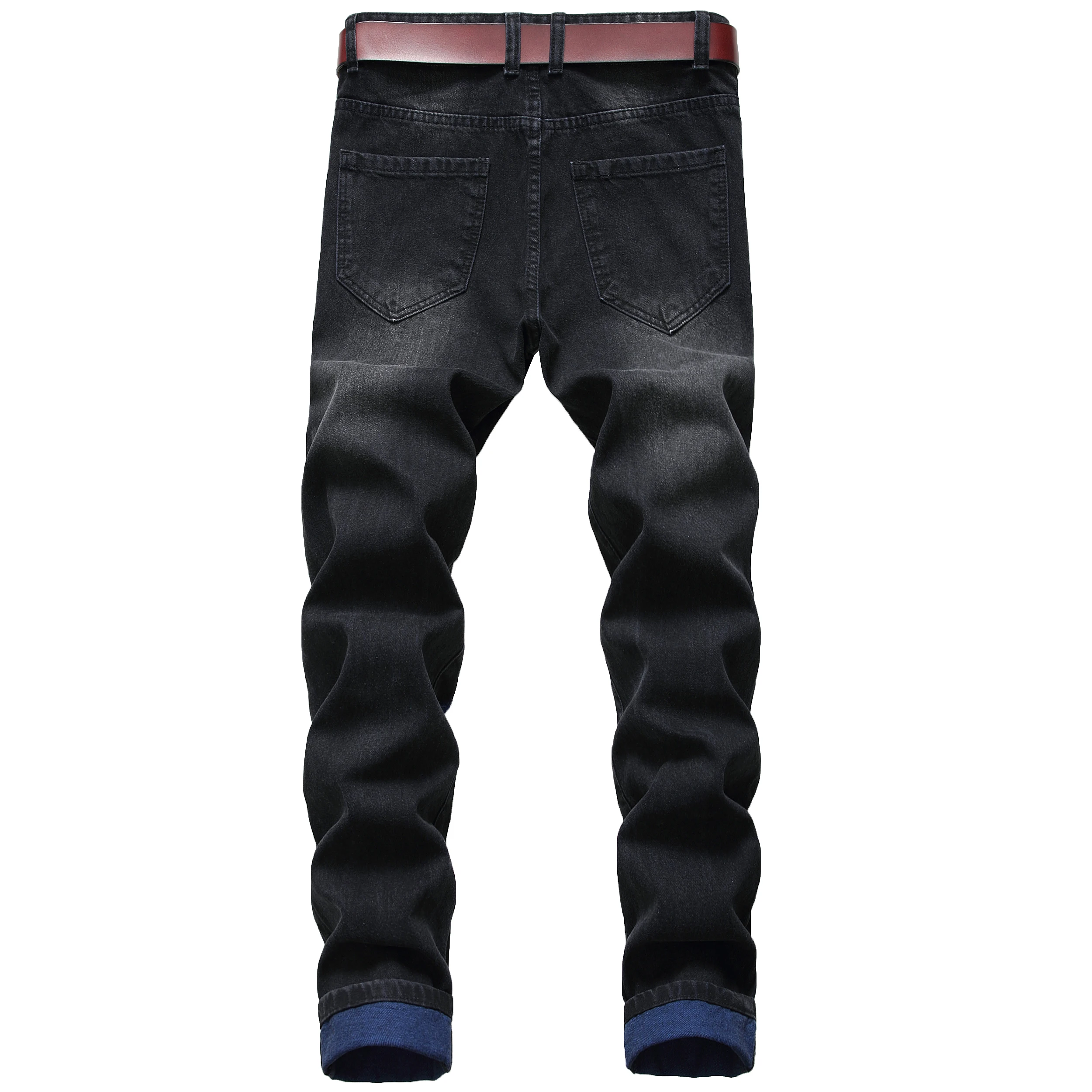 Denim Men Jeans Trousers Straight Washed With Ripped Holes Skinny Black Pants Slim Fit Jeans Men Pants Homme Pantalones Hot Sale