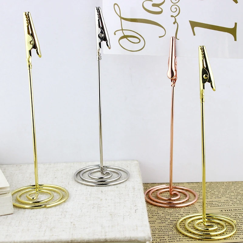 10Pcs Alligator Clips Table Number Holder Wedding Name Card Picture Memo Note Photo Stand | Канцтовары для офиса и дома