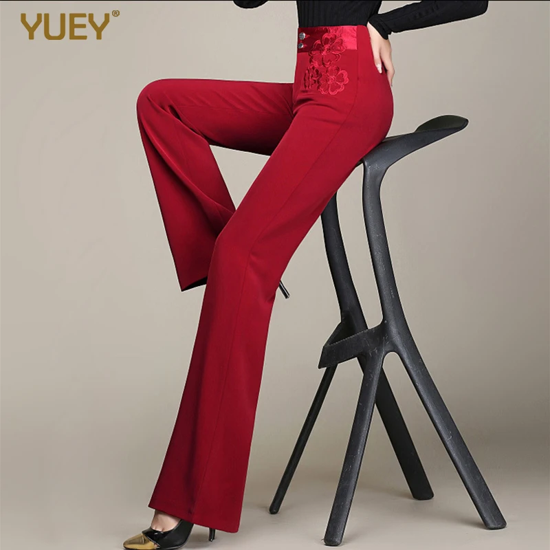 Брюки женские с вышивкой брендовые модные элегантные прямые штаны широкими