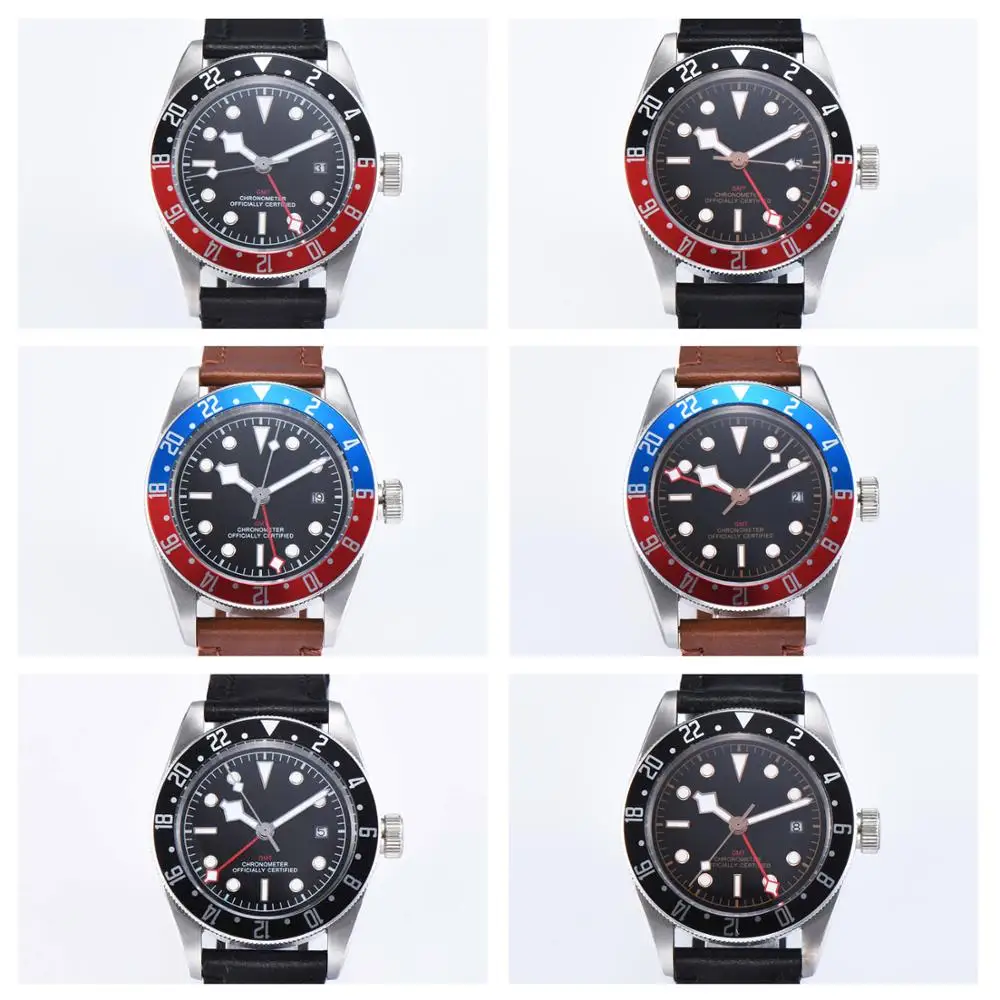Роскошные часы Corgeut 41 мм механические мужские с сапфиром GMT автоматические