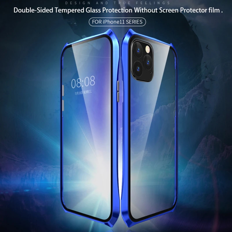 Luphie 360 Full Wrap Magnetic Case for iPhone 11 Pro Max 9H Tempered Glass Mobile Phone Cover |