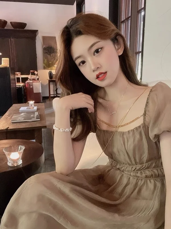 

Black Swan Dance Elegant Sexy Women Maxi Party Long Casual Korean Summer Beach Dress Vintage Clothes Korean Japan Fashion New
