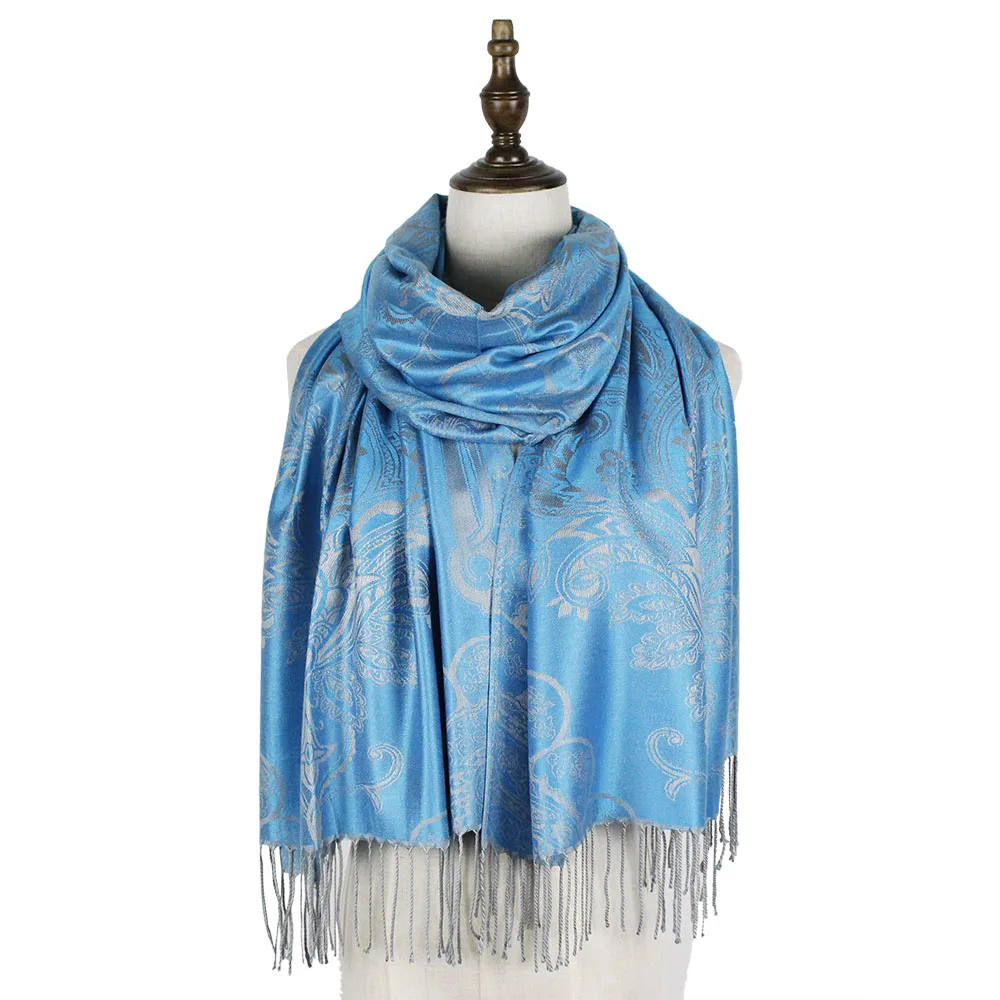 Жаккардовый шарф из искусственного шёлка Женские палантины платки Mujer бренд