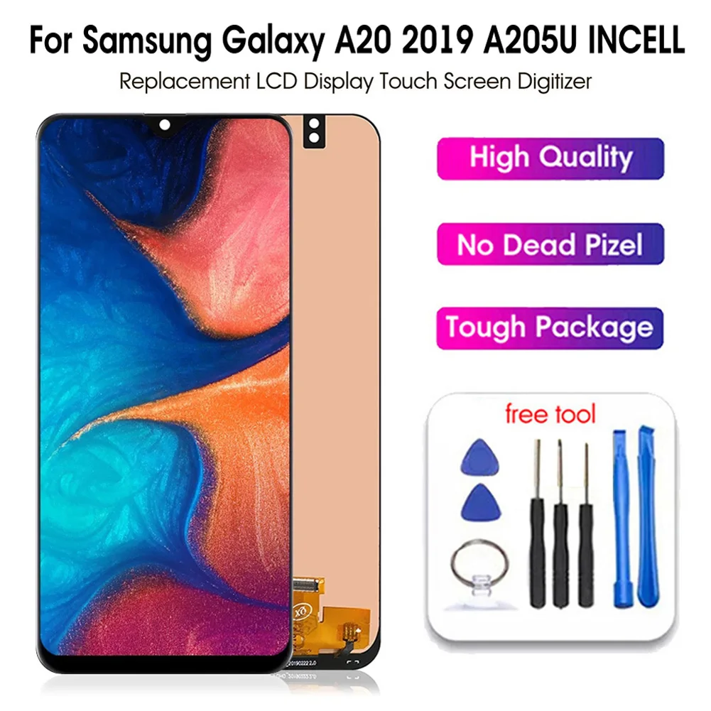 

100%tested Lcd For Samsung Galaxy A20 2019 A205u Incell Display Lcd Touch Screen Digitizer Replacement With Tools
