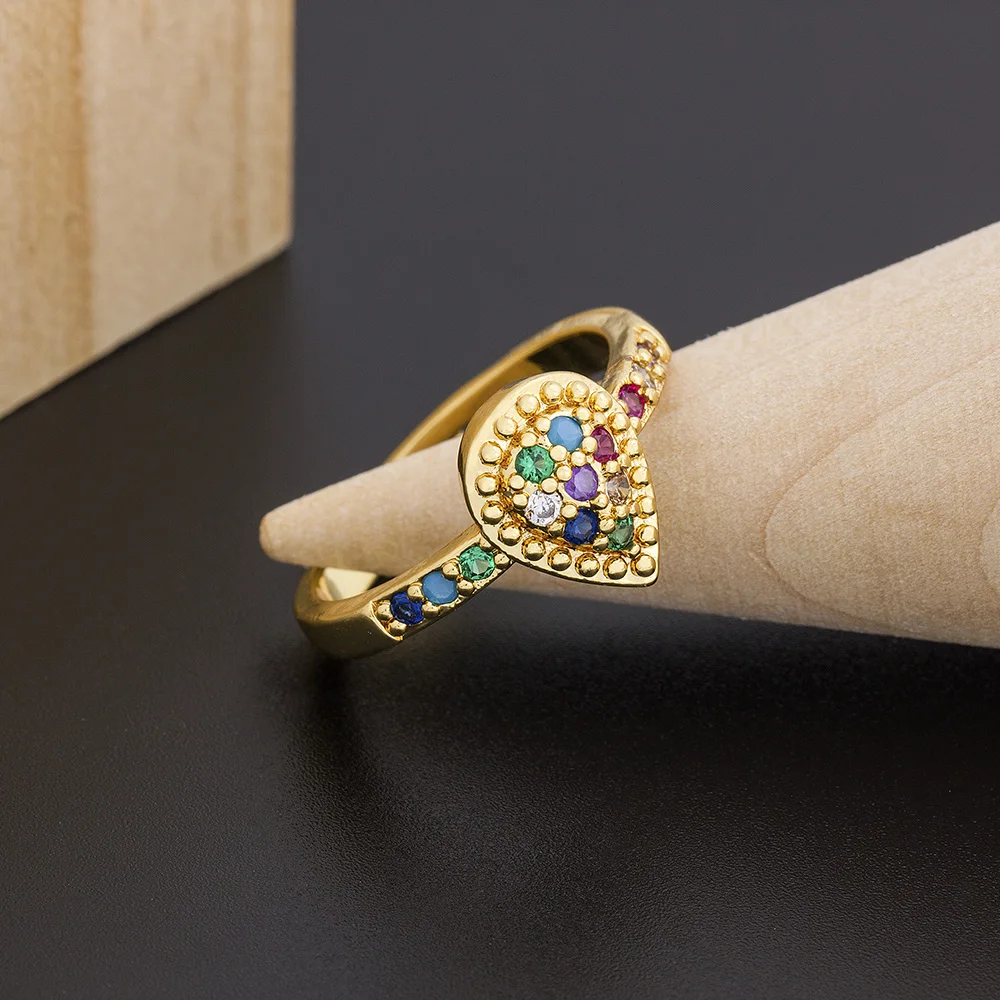 

2020 New Adjustable Fashion Luxury Female Copper Zircon Waterdrop Ring For Women Engagement Wedding Rings Party Jewelry Gifts