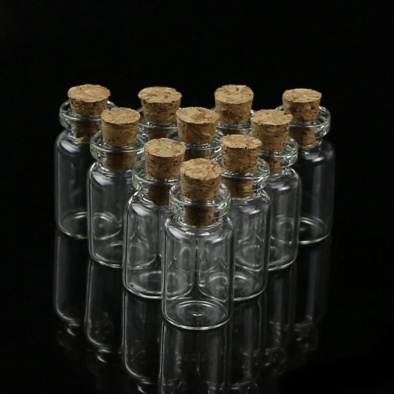 10Pcs Mini Glass Bottles Small Vials Cork Jars Multi Usage Wish New |