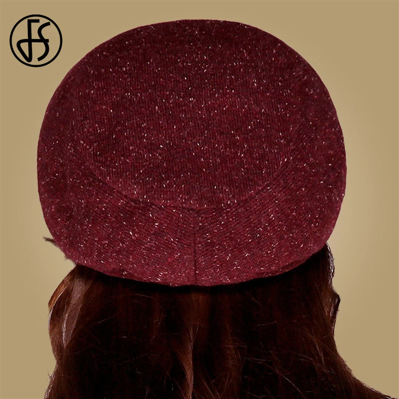 Женская теплая шерстяная шапка FS однотонная уличная фиолетового синего красного