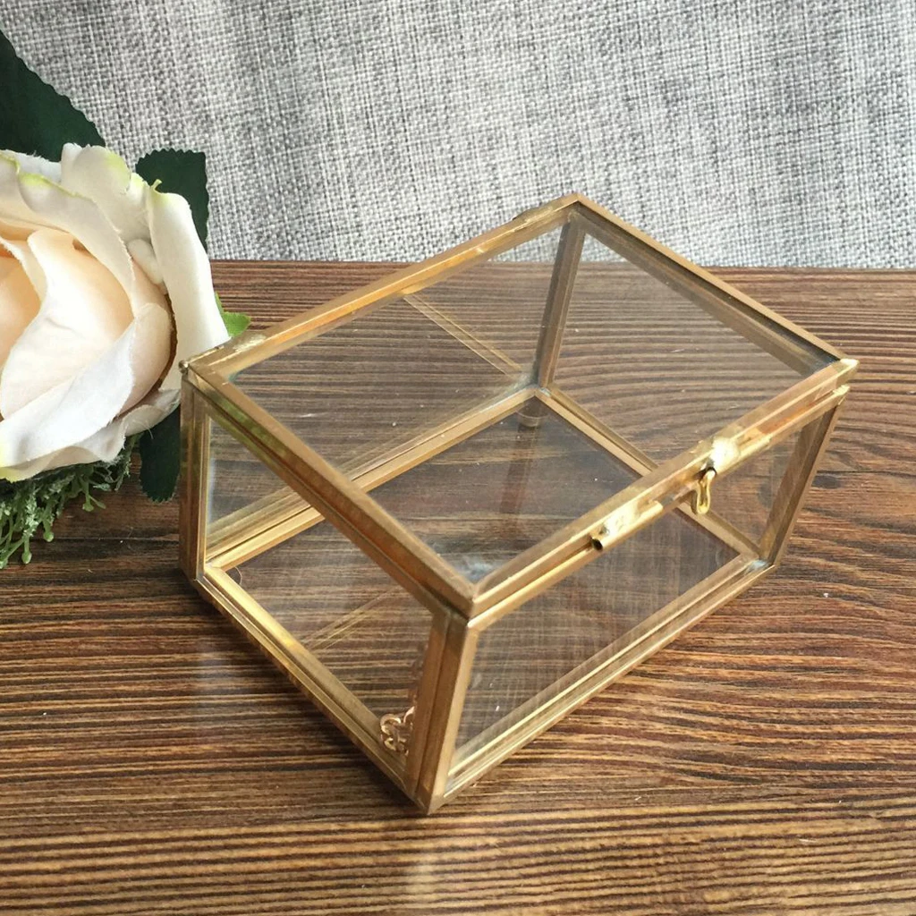 

Geometric Glass Jewelry Box Table Succulent Plants Container