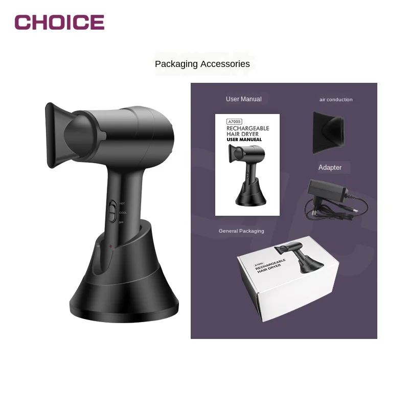 

220V Cordless Portable Hair Dryer Rechargeable Blow Dryer With Hot And Cold Wind For Home Travel