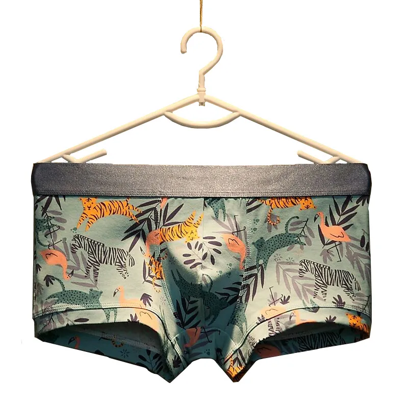 Молодежи боксеры Для мужчин трусы шорты хлопок с принтом мультипликационных