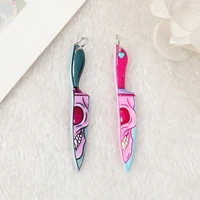 10pcs pastel goth skeleton knife charms spooky creative acrylic skull pendant for earring necklace diy making