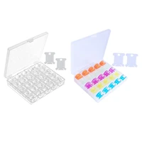 25pcsset plastic sewing machine bobbins with case and 2pcs floss bossins transparent bobbins for brother singer