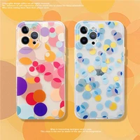 colorful circle and color block for iphone 13 13pro 12 12promax 7 8plus 11 11promax xs xr xsmax transparent soft tpu back cover