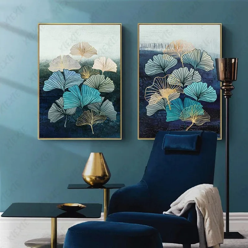 

Modern Plant Poster Ginkgo Leaf Wallpaper Canvas Painting Art Elegant Printing Craft Picture Decoration for Home Living Room