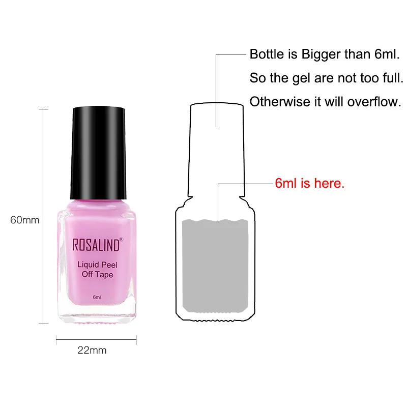 ROSALIND Peel Off Liquid Tape Fast Dry Special Anti-overflow Armor White Nail Art Gel Easy Clean Odor-free Edge 6ML | Красота и