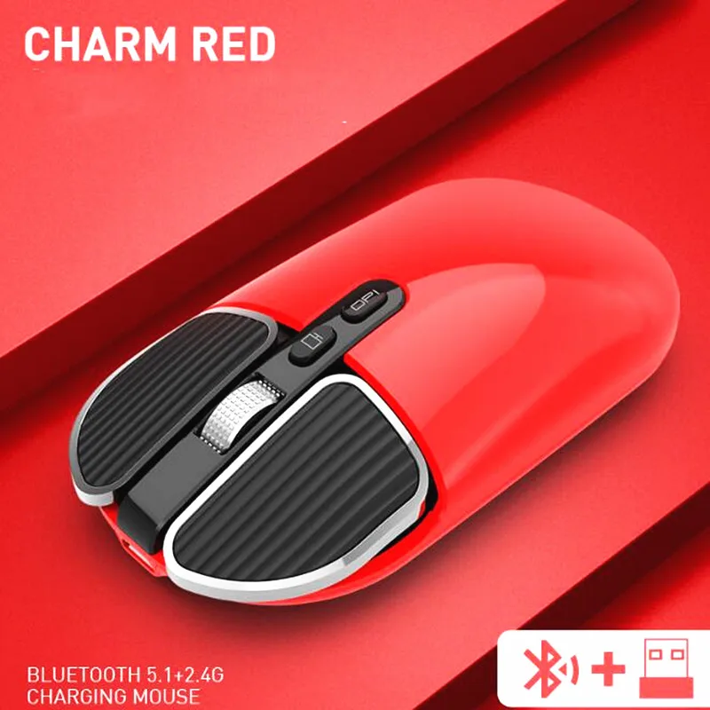 Беспроводная USB мышь Bluetooth 5 1 + 2 4 ГГц два режима перезаряжаемая батарея встроенная