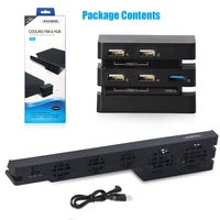 Support for Sony Play Station Playstation PS4 Pro Stand Cooler Cooling Fan Accessories Game Console Control USB Hub Gamepad