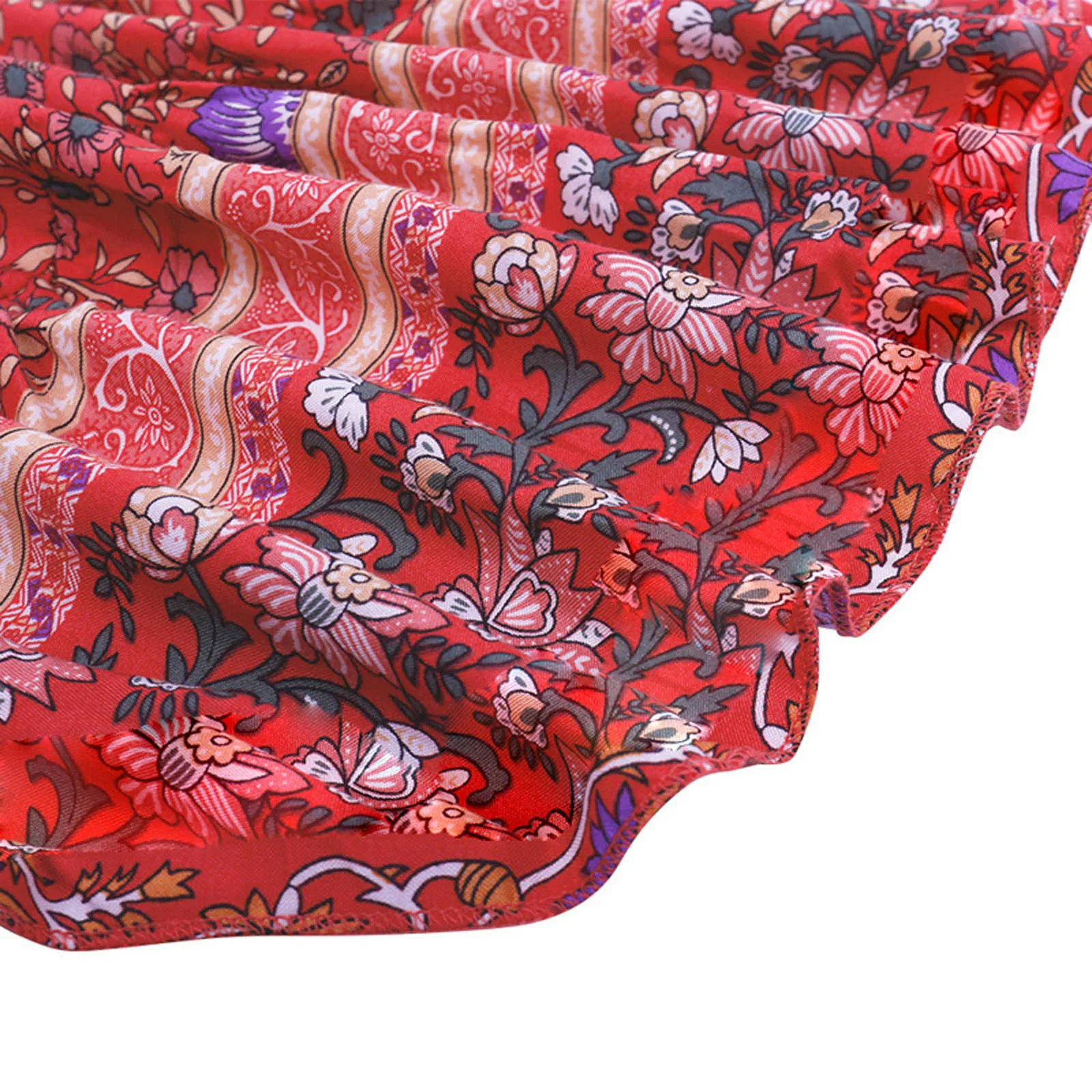 

Summer Ladies Fashion Polyester Halter Printed Bohemian Ruffled Sling O-Neck Slim Sleeveless Mini Dress Sukienki Letnie F4