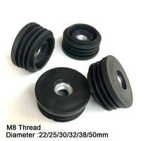 248pcs round black plastic blanking end cap caps pipe tube inserts with m8 metal thread dia 222530323850mm