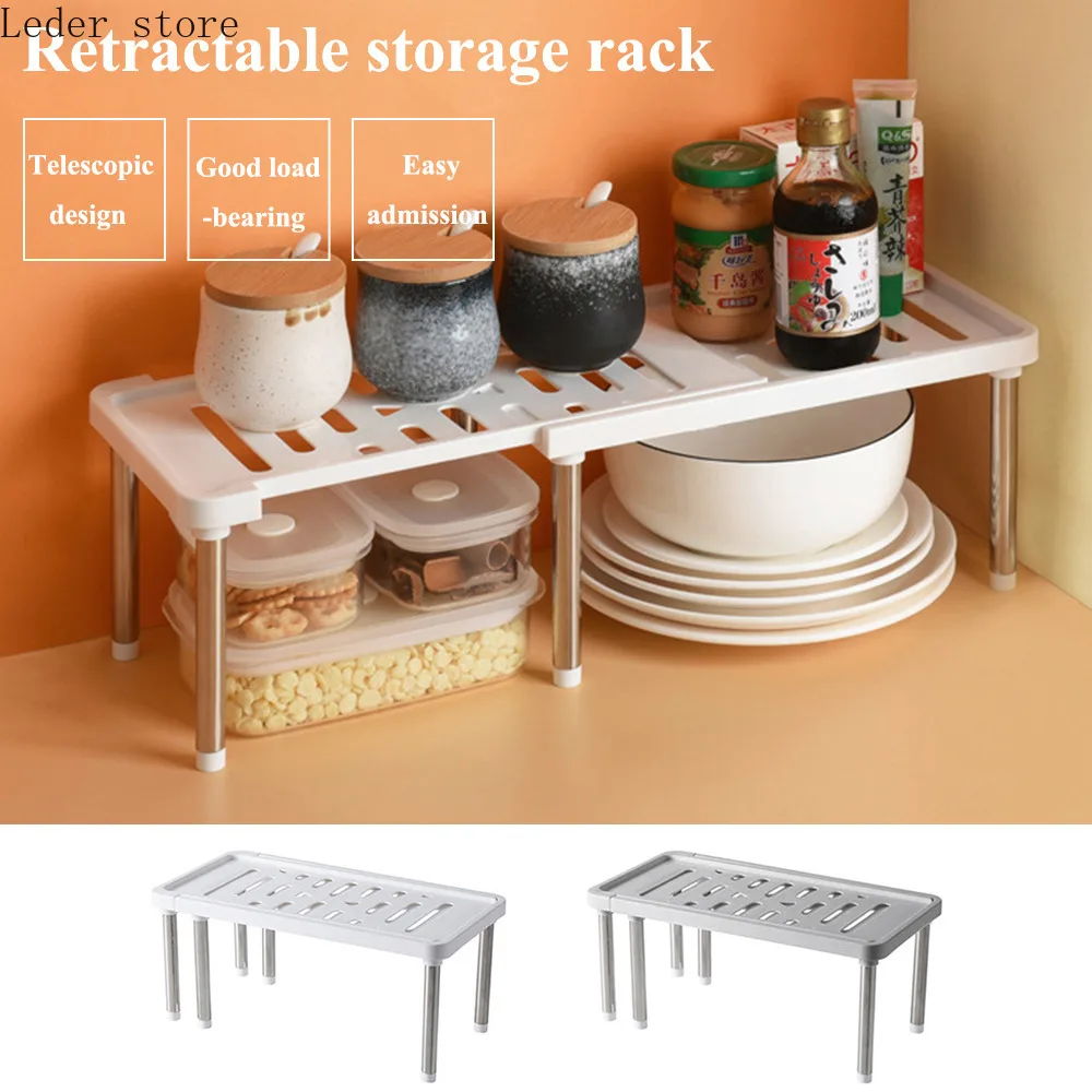

Kitchen Cabinet Counter Shelf Organizer Racks Expandable Stackable Fit For Kitchen Bathroom Under Sink Pantry Desktop Storage