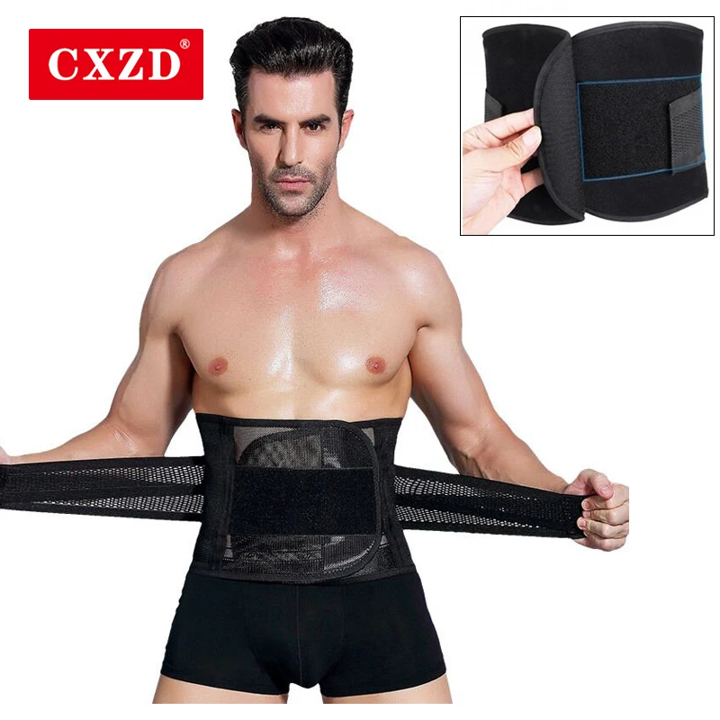 

CXZD Men’s Waist Trimmer Elastic Adjustable Belly Belt Lumbar Lower Back Tranier Support Brace Belt Body Shaper Weight Loss